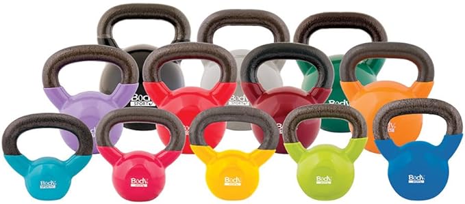 Body Sport Cast Iron Vinyl Coated Kettlebells –
