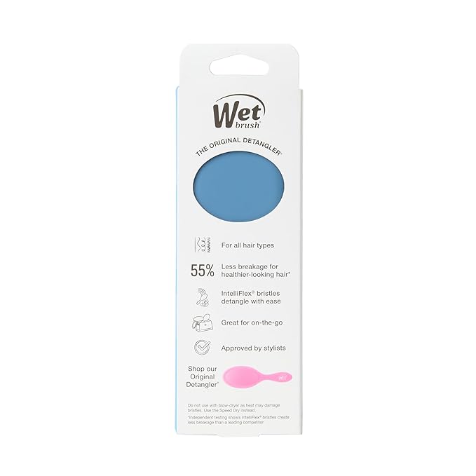 Wet Brush Mini Detangler Hair Brush, Elemental Blue, Detangling Travel Hairbrush, Ultra-Soft IntelliFlex Bristles Glide Through Tangles with Ease, Pain-Free, All Hair Types