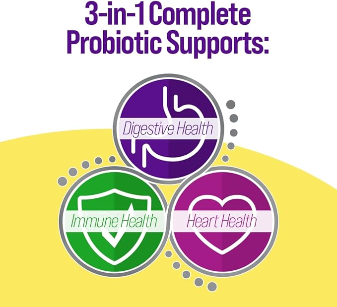Culturelle 3-in-1 Complete Probiotic Daily Formula, Once Per Day Probiotic Supplement, Helps Your Digestive System Work Better, Supports Natural Immune Defenses, Plus Omega 3's, Non-GMO, 30 Count