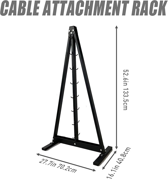 Gym Fitness LAT Pull Down Bar Storage Rack for Mag Grip - Heavy Duty A-Frame Stand for LAT Pulldown Attachments