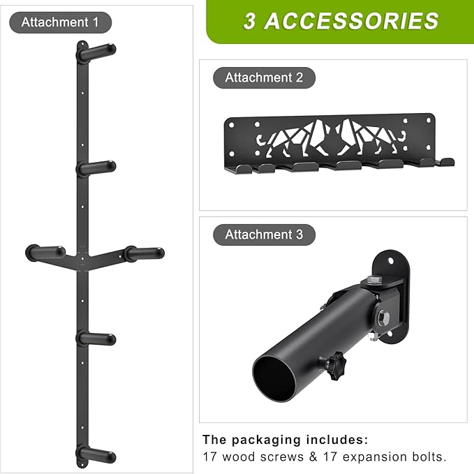 Kipika Gym Organizer Set Wall Mounted Weight Plate Storage Rack Barbell Storage Rack with T-Bar Row Landmine Platform Attachment Durable Steel Construction Easy Installation