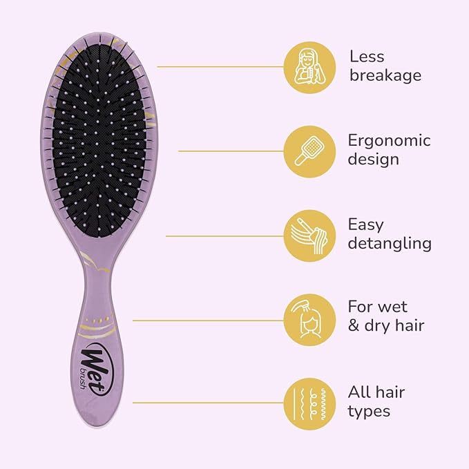 Wet Brush Disney Original Hair Detangler, Jasmine (Elegant Princess), Ultra-Soft IntelliFlex Bristles, Detangling Brush Glides Through Tangles (Wet Dry & Damaged Hair), Women & Men (Pack of 2)