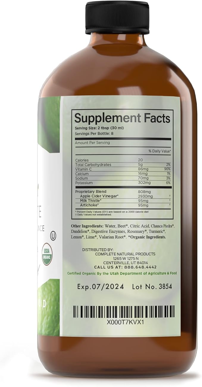 Liver Complete 8oz Organic Liquid Concentrate - Liver Cleanse & Digestive Bitters Vinegar Supplement