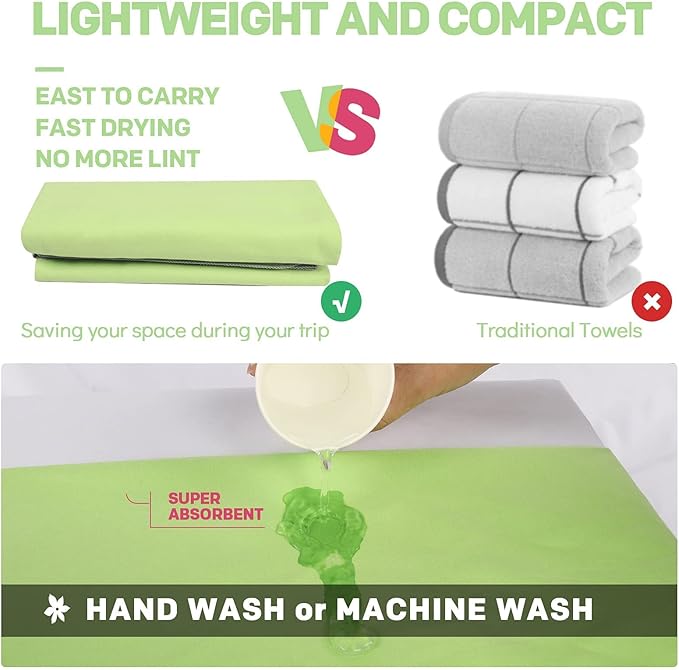 HOEAAS 2 Pack Microfiber Camping Towels