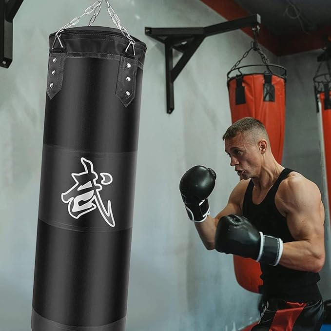 Hanging Punching Bag Set Unfilled, Heavy Boxing Bags Kickboxing Bag for Adults Kids, Youth Boxing Set with Hand Wraps, Punching Bag Hangers, for MMA Muay Thai Karate Taekwondo Training