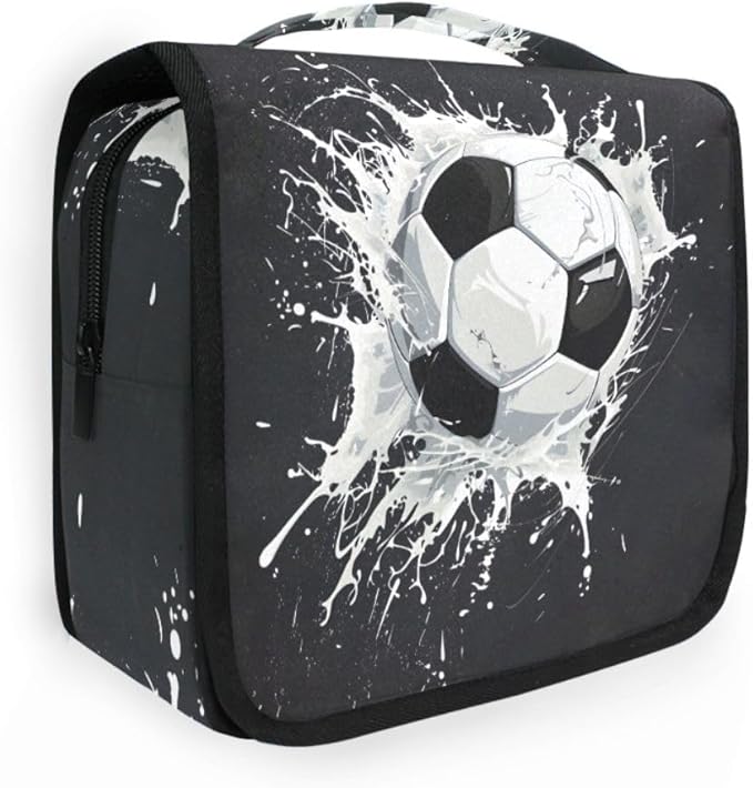 senya Hanging Travel Toiletry Bag Kit Boys Makeup Case Cosmetics Organizer for Men Women (Soccer Ball)