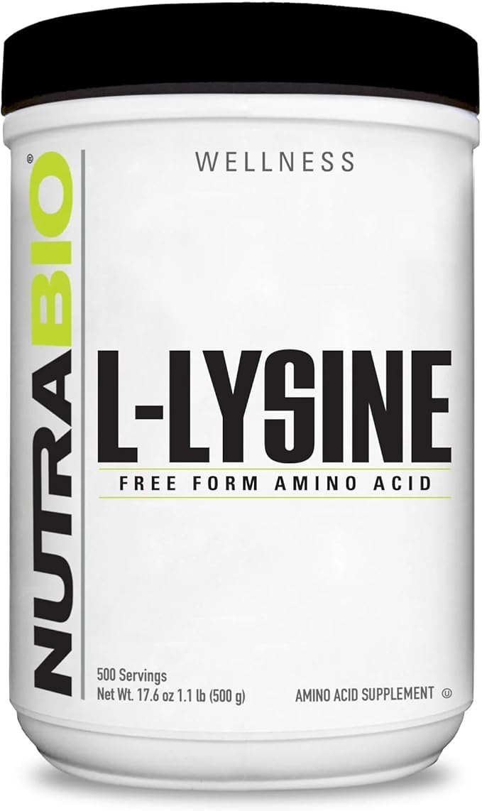 NutraBio L-Lysine Powder - Pure Grade Amino Acid - 500 Grams - Essential Amino Acid - Non-GMO - Gluten-Free - Vegan