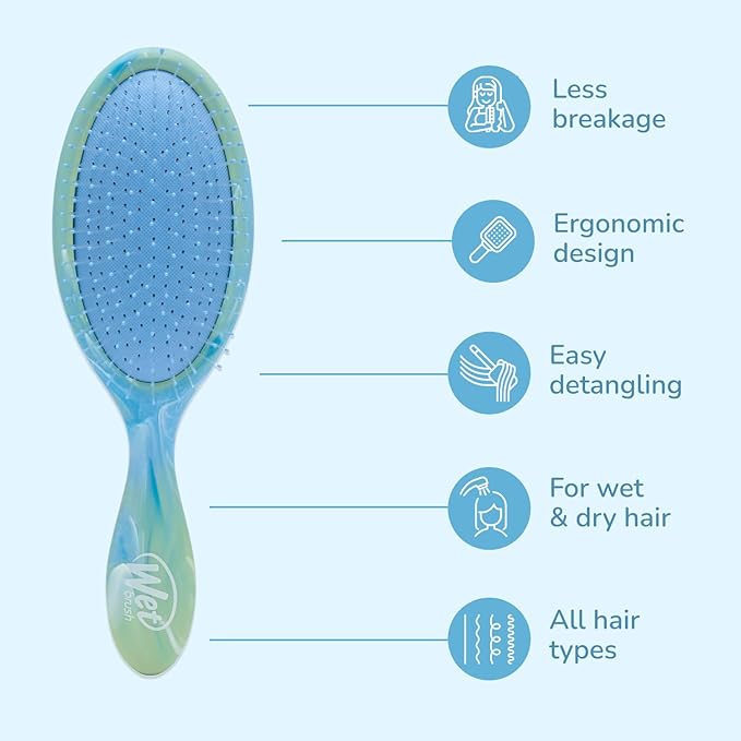 Wet Brush Original Detangler, Green (Matte Marble), Ultra-Soft IntelliFlex Bristles Glide Through Tangles, Detangling Hair Brush (Wet & Dry), Women & Men, Limited Edition