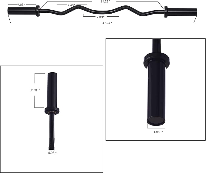 Signature Fitness Everyday Essentials Olympic Super Curl Barbell 48 inch (350 lb