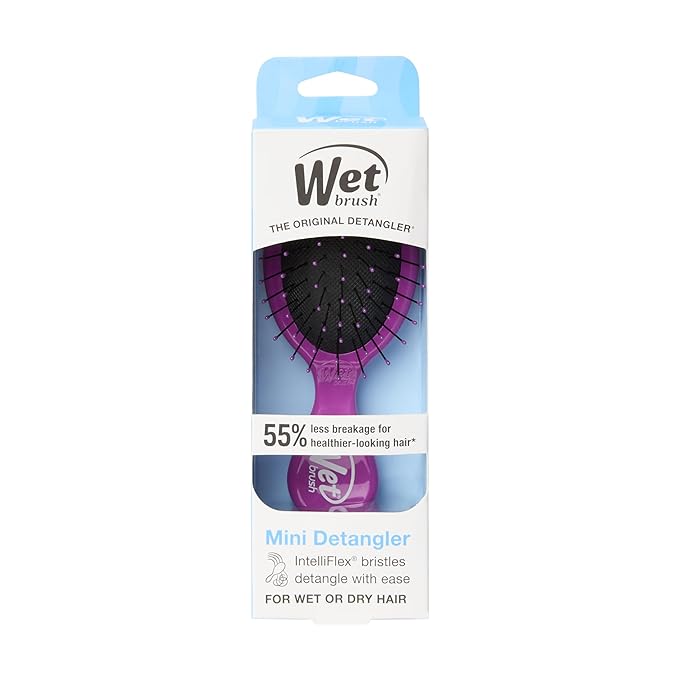 Wet Brush Mini Detangler Hair Brush, Pink - Detangling Travel Hair Brush - Ultra-Soft IntelliFlex Bristles Glide Through Tangles with Ease - Pain-Free - All Hair Types