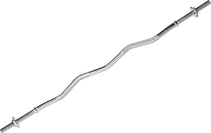 Signature Fitness Standard Threaded Curl Barbell Curl Bar 48 inch