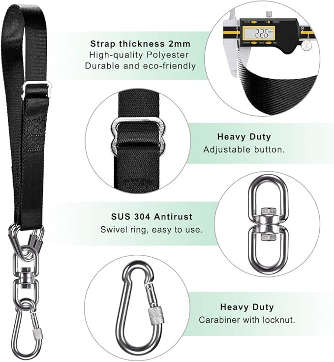 Dolibest Punching Bag Hangers Strap, Heavy Bag Strap Hanger for Home Gym Training Workout Fitness Conditioning Pull Ups and Dips Exercises Equipment