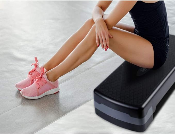 HolaHatha Compact Portable Aerobic Step Platform Exercise Fitness Equipment, Cardio Stepper with Adjustable Height for Home Gym