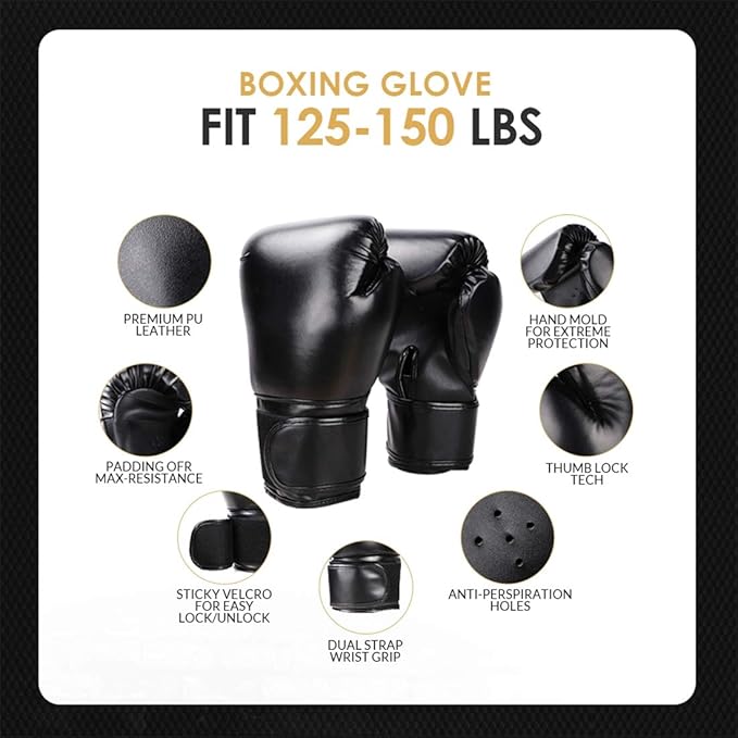 Punching Bag Set for Adults with Gloves, Heavy Punching Bags Hanging, Boxing Fitness Workout Training Kick - Unfilled