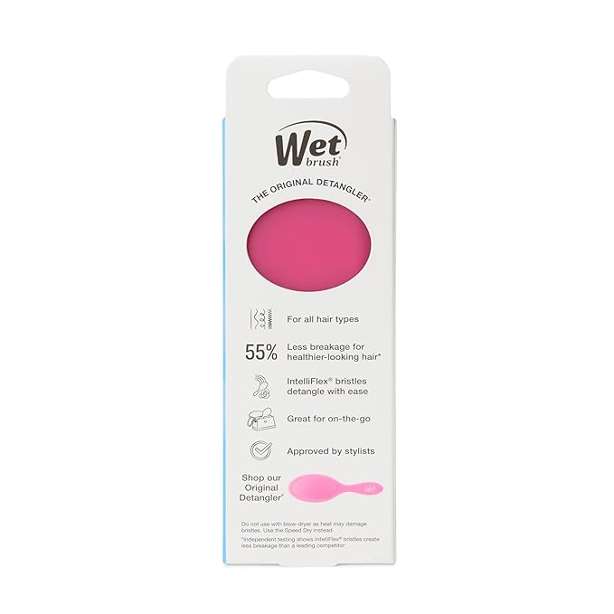 Wet Brush Mini Detangler Hair Brush, Pink Frost, Detangling Travel Hairbrush, Ultra-Soft IntelliFlex Bristles Glide Through Tangles with Ease, Pain-Free, All Hair Types