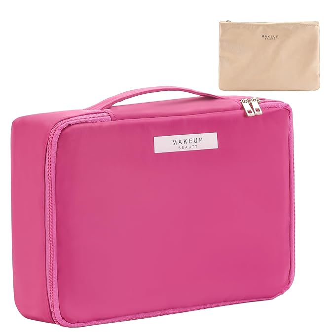 Travel Makeup Bag Cosmetic Bag Makeup Bag Toiletry bag for women and men (Rosy)