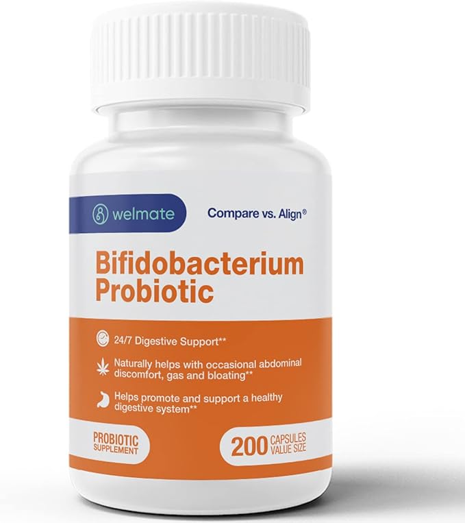 WELMATE Bifidobacterium | Probiotic Supplement | Supports Gut Health | Immune Support | Digestive Enzymes | Gluten Free | Vegan | Men & Womens Probiotic | Value Size | 200 Count