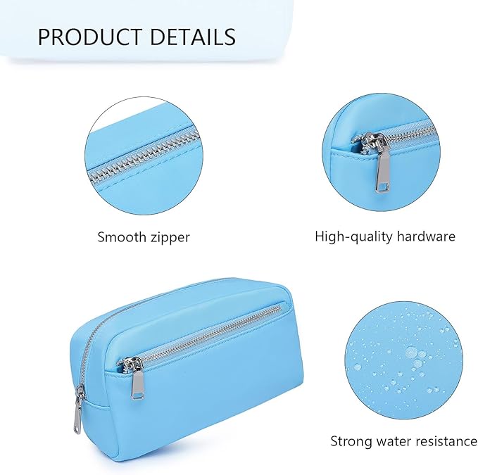 Nylon Female cosmetic bags Canvas toiletry bags Wash bags with large capacity Simple design (Nylon/Sky Blue)