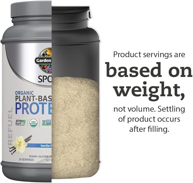 Organic Vegan Protein Powder, Vanilla Protein Powder with Probiotics, BCAAs, 30g Plant Protein, NSF Certified, Gluten Free & Sport, Non GMO, Garden of Life Sport Protein Powder - 19 Servings