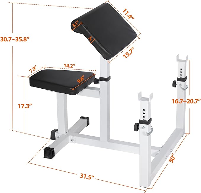 ANT MARCH Preacher Curl Weight Bench Seated Arm 450lLBS