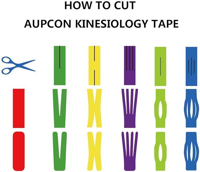 AUPCON Kinesiology Tape Elastic Kinesiology Therapeutic Athletic Tape Hypoallergenic Breathable Cotton Sports Muscle Tape Therapy Recovery Support for Knee Shoulder Ankle Elbow Shin Neck Splints