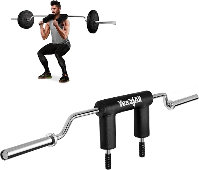Yes4All Multi Grip Barbell & Cable Attachment - 2 Collars,