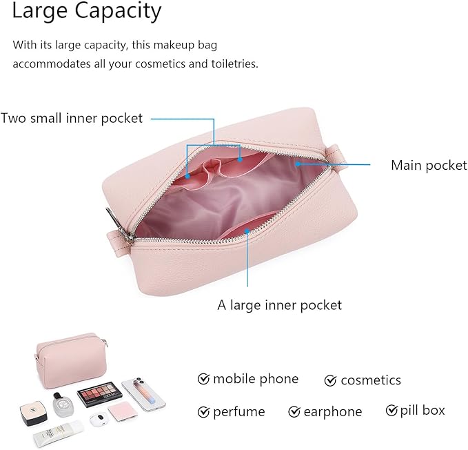 PU leather Organizer Bag Lightweight Cosmetic Bag with Ring Clasp Perfect Travel Makeup Bag for Women (Charming/PU)