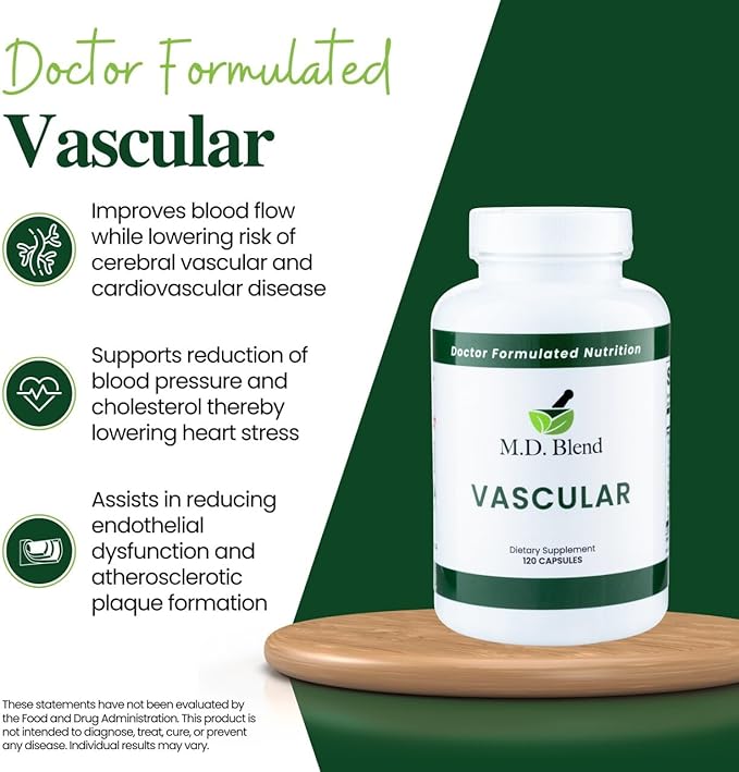 M.D. Vascular - Expert Formulated Supplement - Vascular & Overall Wellness Goals - Proper Flow, Numbers, Balance - Powerful Garlic, Ginger, L-Arginine, Pomegranate - 120 Capsules (Pack of 3)