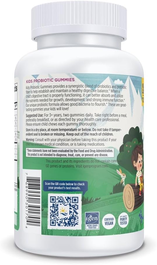 Nordic Naturals Kids Nordic Flora Probiotic Gummies, Merry Berry Punch - 60 Gummies - 1.5 Billion CFU & Prebiotic Fiber - Non-GMO, Vegan - 30 Servings