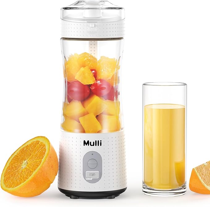 Mulli Pro-Grade Personal Blender 18K RPM - USB-C Rechargeable Ice Crusher, Travel Blender for Gym Camping Baby Food, 13oz BPA-Free with Flip-Top Lid (FCC/CE Certified)