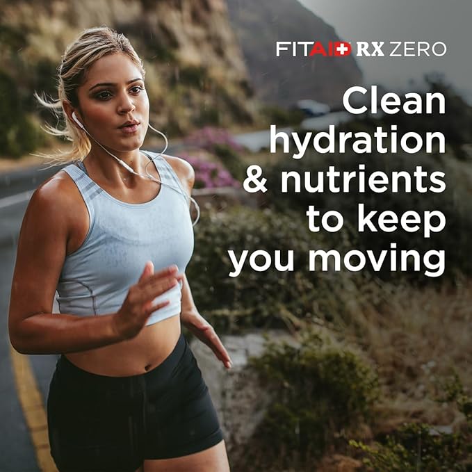 FITAID RX Zero Sugar, Encapsulated Creatine, Workout Recovery Drink, All-In-One Blend, BCAAs, Glucosamine, Turmeric, B-Complex, Electrolytes, Blue Raspberry, 12 Fl Oz (Pack of 24)
