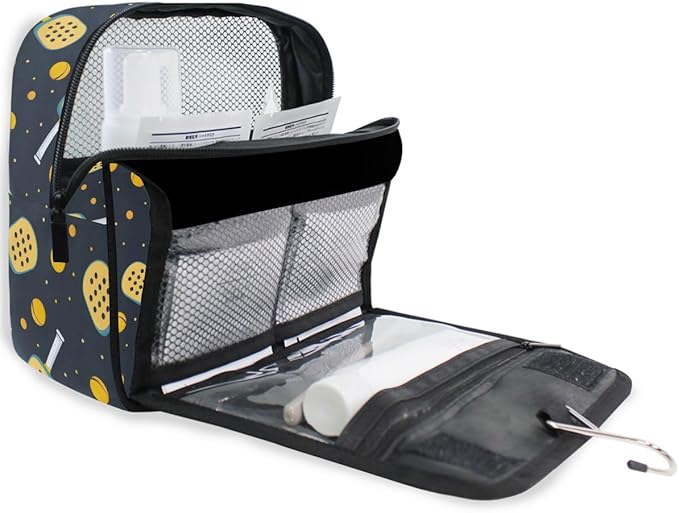 senya Hanging Travel Toiletry Bag Kit Boys Makeup Case Cosmetics Organizer for Men Women (Pickleball Game Seamless)