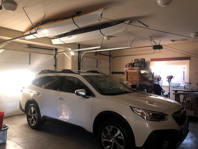 StoreYourBoard Kayak and Canoe Ceiling Pulley System, Garage Mount Storage Hoist, Heavy Duty Holds 150 lbs, Indoor Organizer