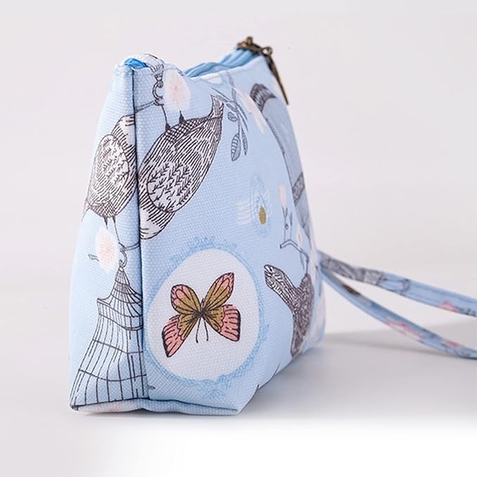 Qikuver Canvas Cosmetic Bags, 2 Pieces Cosmetic Bags for Women, Makeup bag Cute Cosmetic Bag Organizer Small Mini Makeup Pouch for Purse Toiletry Bag