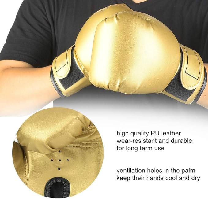 Boxing Gloves, PU Leather Taekwondo Gloves Professional Fighting Children Boxing Training Gloves Thickened Punching Sparring Training Mitts for Kids