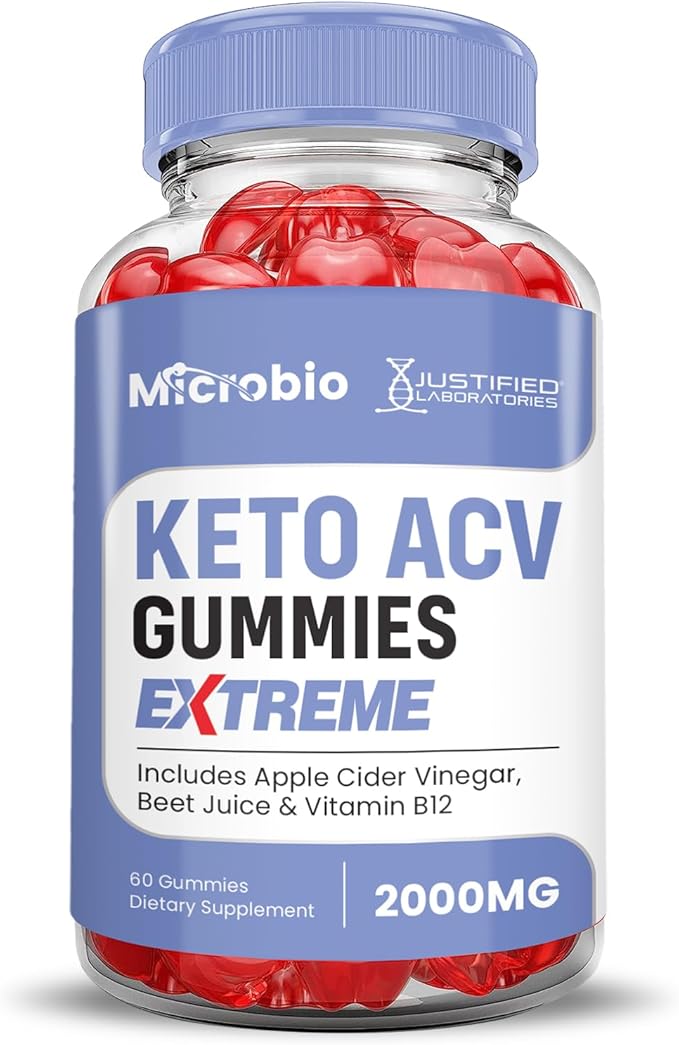 Microbio Keto ACV Gummies Extreme 2000MG Micro Bio Keto Gummies Apple Cider Vinegar Formulated with Pomegranate Beet Juice Powder B12 Vegan Non GMO 60 Gummys
