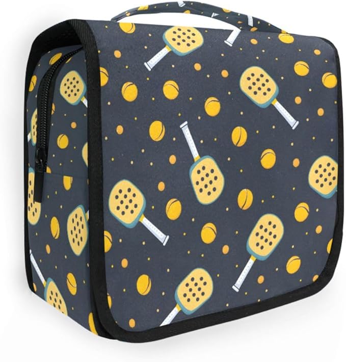 senya Hanging Travel Toiletry Bag Kit Boys Makeup Case Cosmetics Organizer for Men Women (Pickleball Game Seamless)