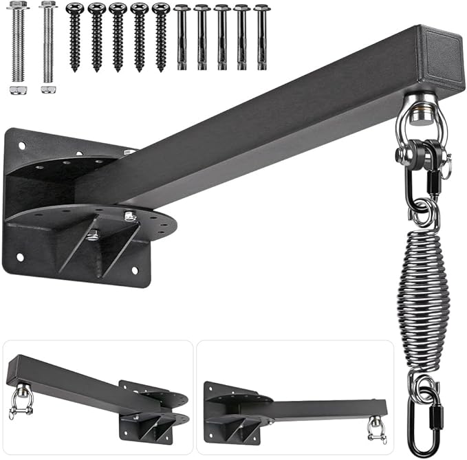 SELEWARE Wall Mount Heavy Bag Hanger Heavy Duty Punching Bag Hanger Adjustable Boxing Bag Bracket for Home Gym Indoor Outdoor Boxing, Muay Thai and MMA Training