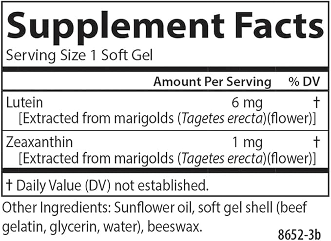 Carlson - Lutein, 6 mg, Healthy Vision & Eye Function, Antioxidant, Lutein Supplements for Eyes, Eye Vitamins with Lutein & Zeaxanthin, 180 Softgels
