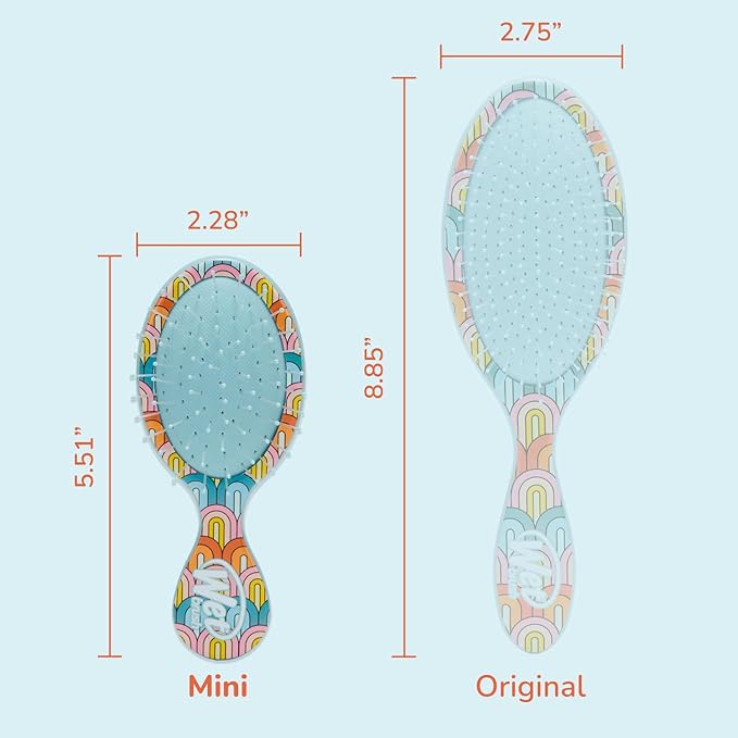 Wet Brush Mini Detangler Hair Brush, Rainbow (Sun Days), Detangling Travel Hairbrush, Ultra-Soft IntelliFlex Bristles Glide Through Tangles with Ease, Pain-Free, All Hair Types, Limited Edition