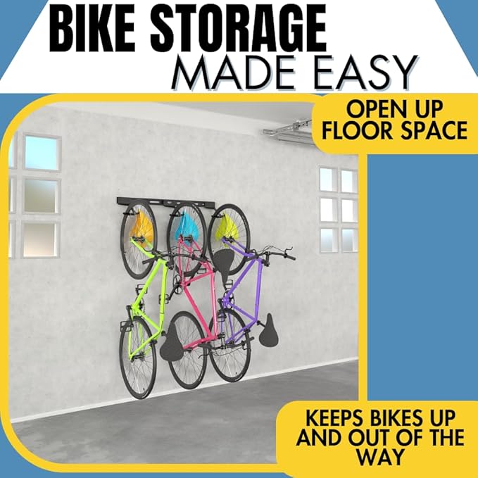 Koova Wall Mount Bike Rack | Steel Bike Mount | Adjustable Hangers | Easy Mount | USA Made
