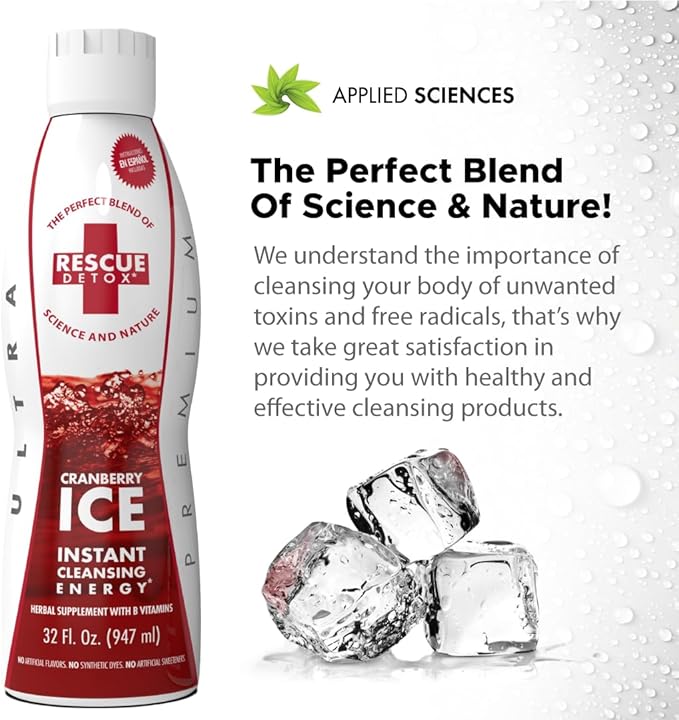 Rescue Detox ICE - Cranberry Flavor - 32oz | Works in 90 Minutes Up to 5 Hours