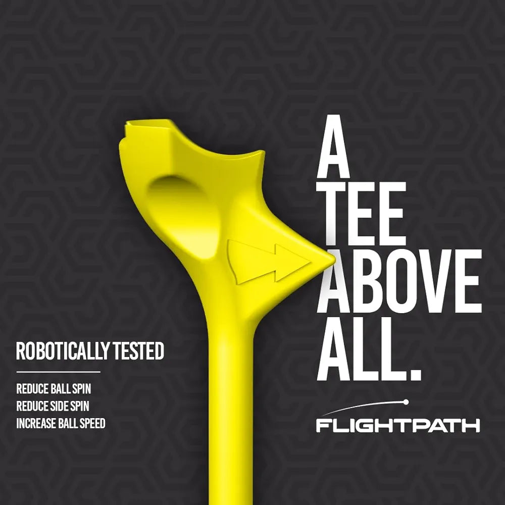 FLIGHTPATH Premium Golf Tees - 3.25" Durable Plastic Golf Tees Designed to Enhance Golf Shot Distance & Precision - Robotically Tested to Reduce Ball Spin - USGA Approved Golf Equipment