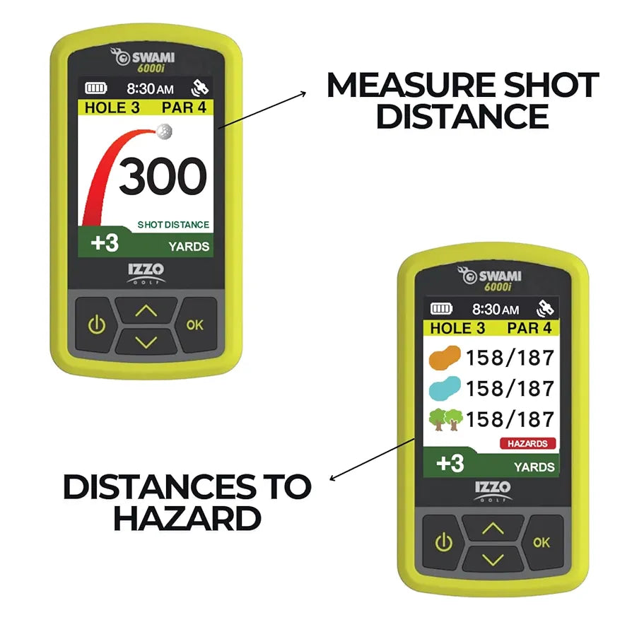 Izzo Swami 6000 Handheld Golf GPS Water-Resistant Color Display With 38,000 Course Maps & Scorekeeper Model may vary