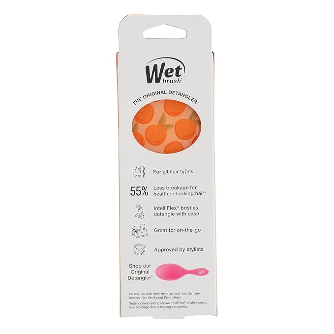 Wet Brush Mini Detangler Hair Brush, Peach (Tutti Fruitti), Detangling Travel Hairbrush, Ultra-Soft IntelliFlex Bristles Glide Through Tangles with Ease, Pain-Free, All Hair Types, Limited Edition