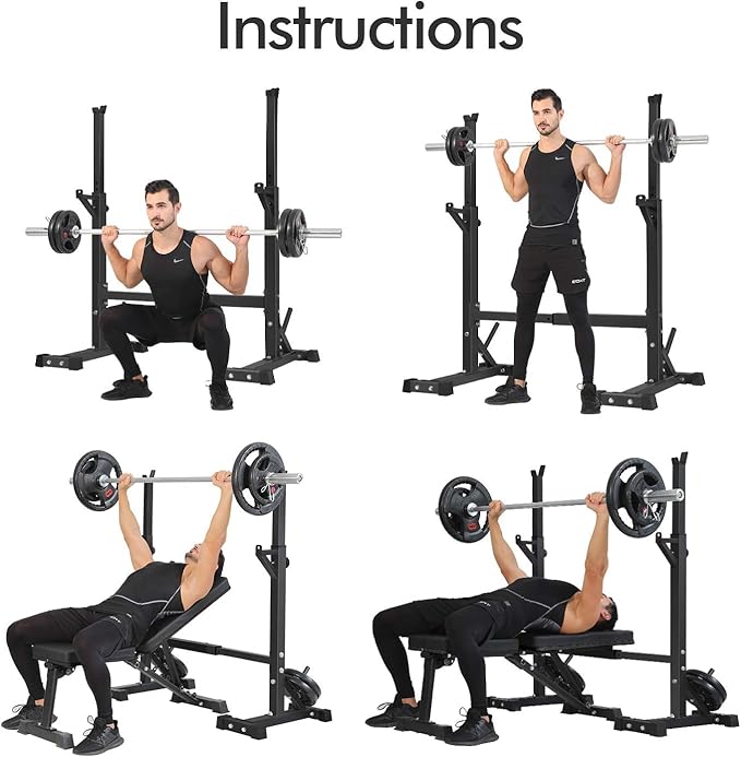 BangTong&Li Squat Rack Stand,Barbell Rack,Bench Press Rack Stand Home Gym Adjustable Weight Rack 550Lbs