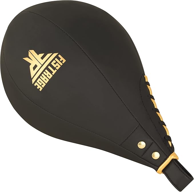 FISTRAGE Speed Bag Boxing Ball Leather MMA Muay Thai Training Punching Dodge Striking Kit with Free Hanging Swivel Workout Speedball Kicking Platform Equipment