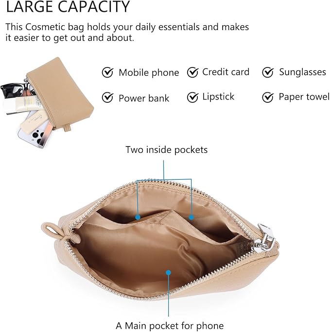 PU Leather Makeup Simple and Convenient Handbag Small Exquisite Storage Bag (Pu/Sandy)