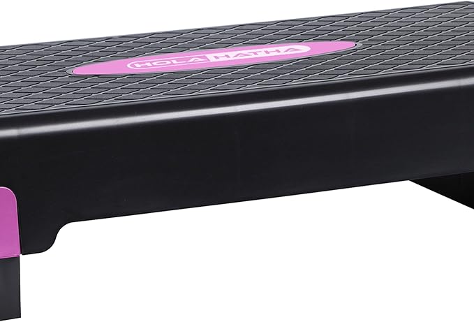 HolaHatha Compact Portable Aerobic Step Platform Exercise Fitness Equipment, Cardio Stepper with Adjustable Height for Home Gym