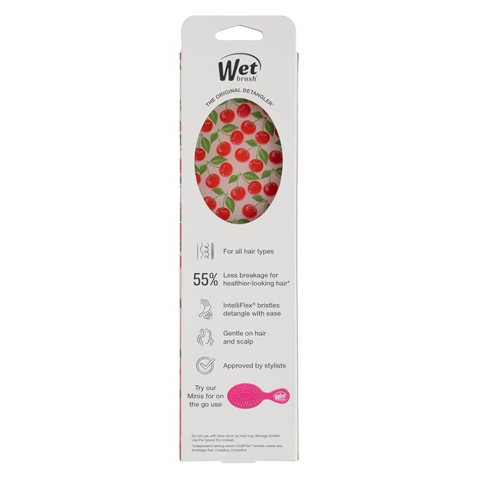 Wet Brush Original Detangler, Cherry (Tutti Fruitti), Ultra-Soft IntelliFlex Bristles Bristles Glide Through Tangles, Detangling Hair Brush, All Hair Types (Wet & Dry), Women & Men, Limited Edition